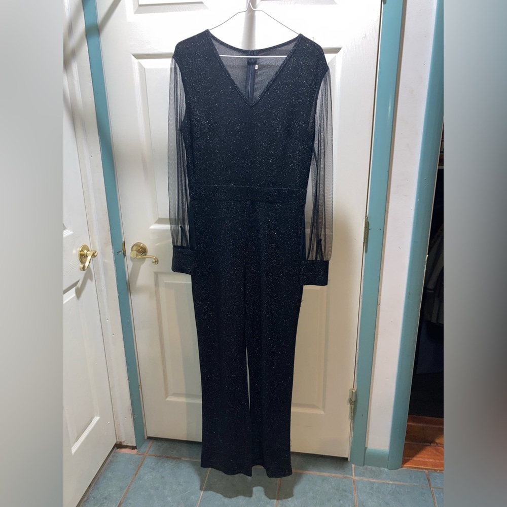 Sparkly Jumpsuit with sheer sleeves